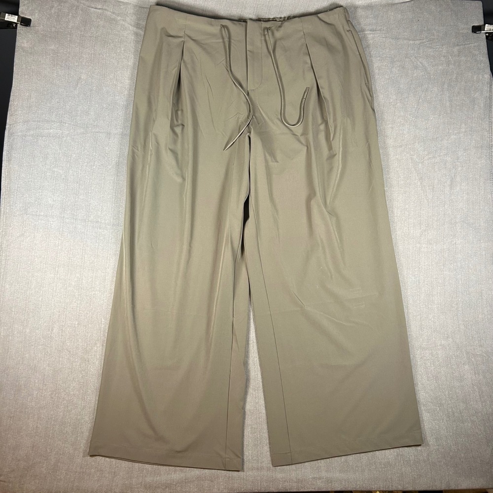 Avia Womens XXXL 22 Wide Leg Athletic Pants Olive Green Drawstring Pleated Front